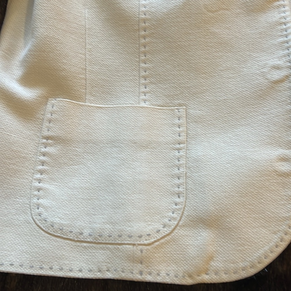 EUC BODEN jacket in linen/cotton blend. Creamy white, pick-stitched in grey - Picture 7 of 12